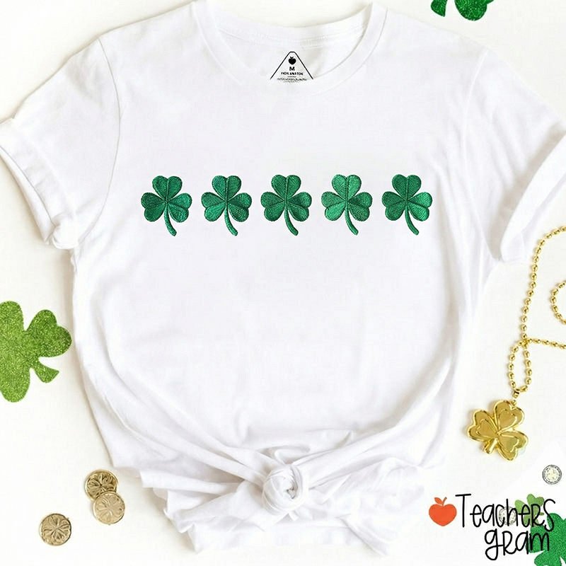 Embroidered St. Patrick's Day Teacher T-Shirt