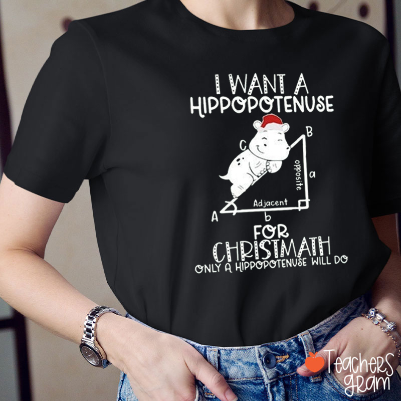 I Want a Hippoptenuse for Christmath Teacher T-Shirt