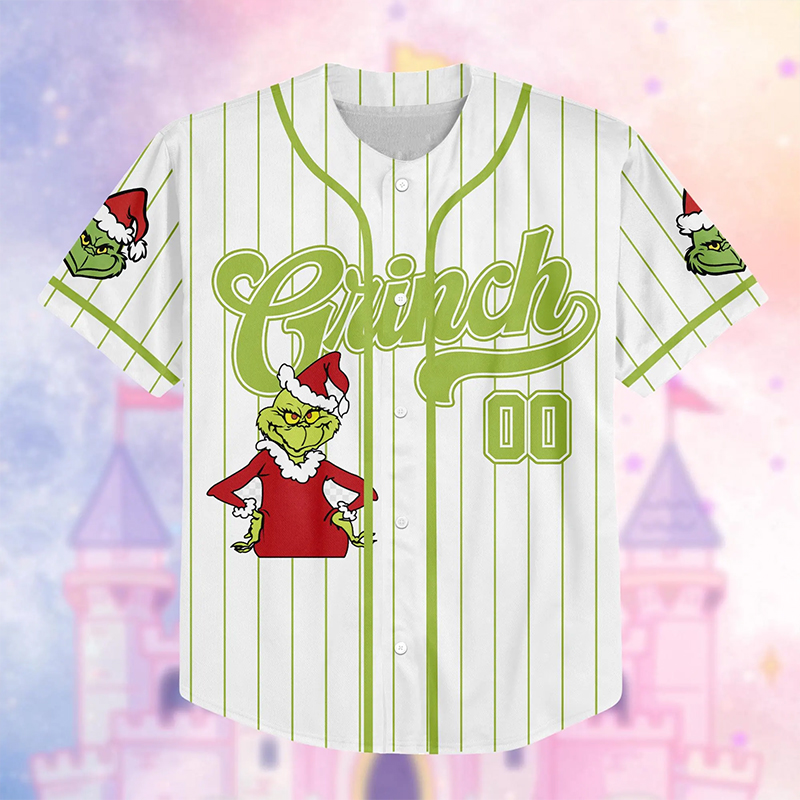 Personalized Name Christmas Green Guy Teacher Baseball Jersey