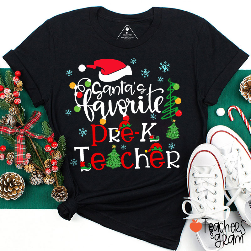 Personalized Grade Santa's Favorite Teacher T-Shirt