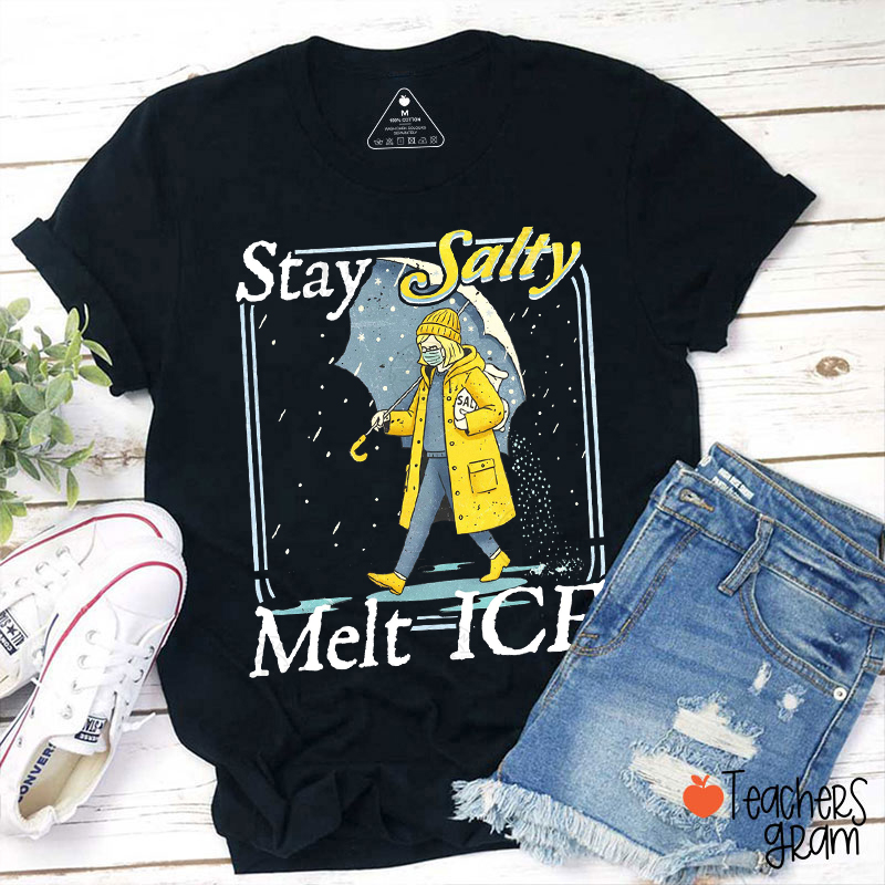 Stay Salty Melt Ice Abolish ICE Teacher T-Shirt
