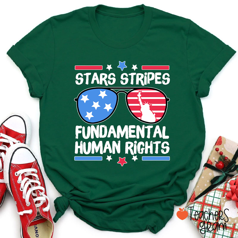 Stars Stripes Fundamental Human Rights Teacher T-Shirt