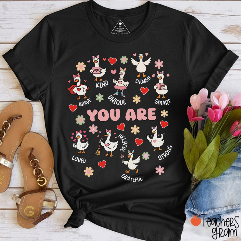 Valentine You Are Affirmations Goose Teacher T-Shirt