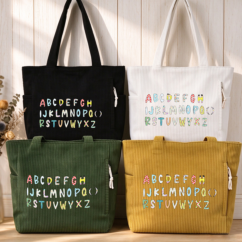 Vintage ABC Alphabet Teacher Gift Teacher Corduroy Tote Bag