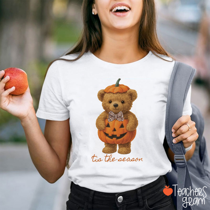 Halloween Pumpkin Bear Teacher T-Shirt