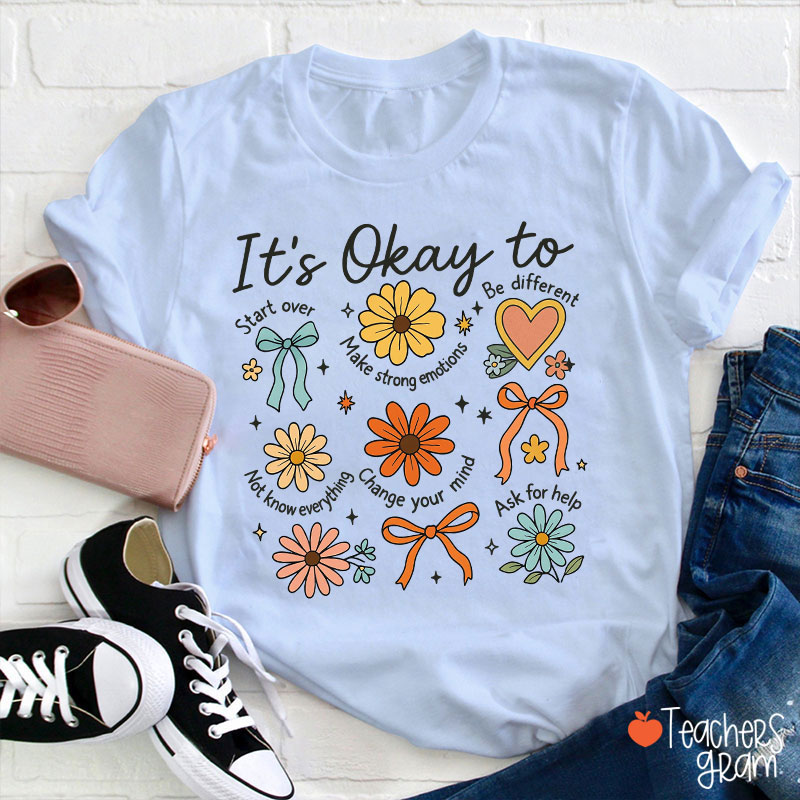 Retro Daisy It's Okay To Teacher T-Shirt