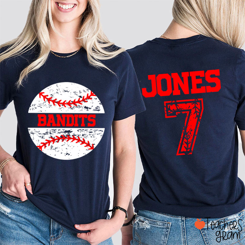 Personalized Baseball With Your Team Teacher Two Sided T-Shirt