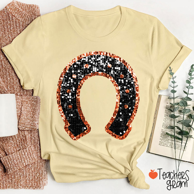 Personalized Paw Glitter School Spirit Teacher T-Shirt