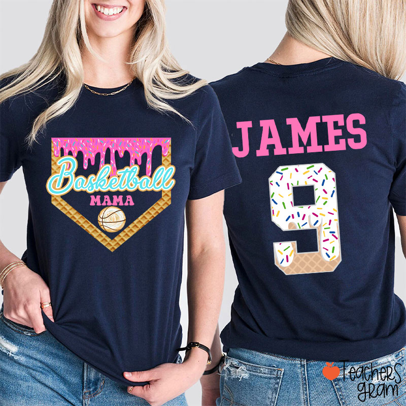 Personalized Sport Ice Cream Drip Teacher Two Sided T-Shirt