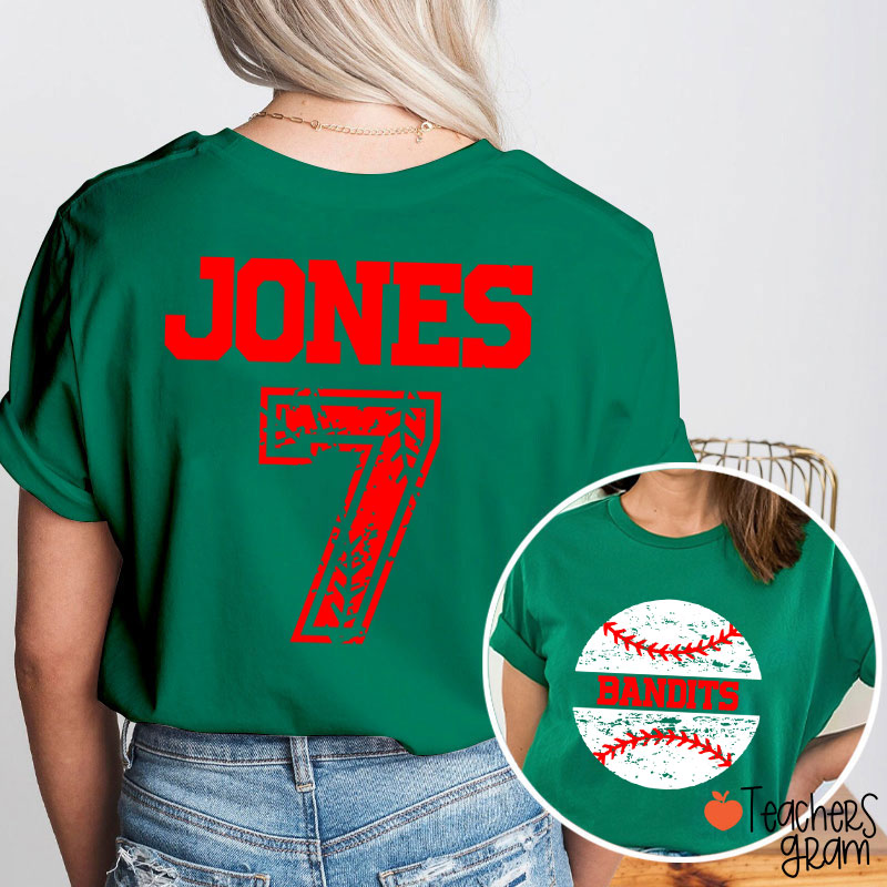 Personalized Baseball With Your Team Teacher Two Sided T-Shirt