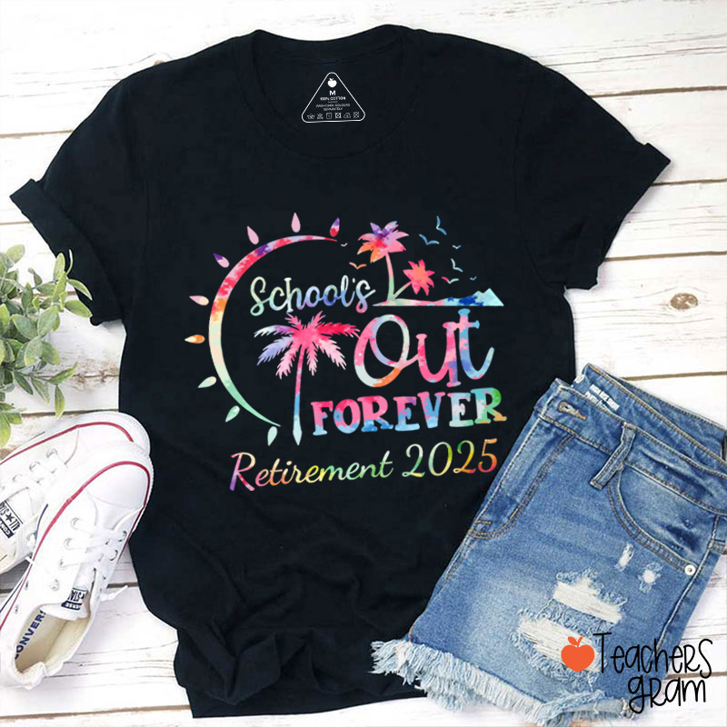 Personalized Tie Dye Style Retirement Teacher T-Shirt