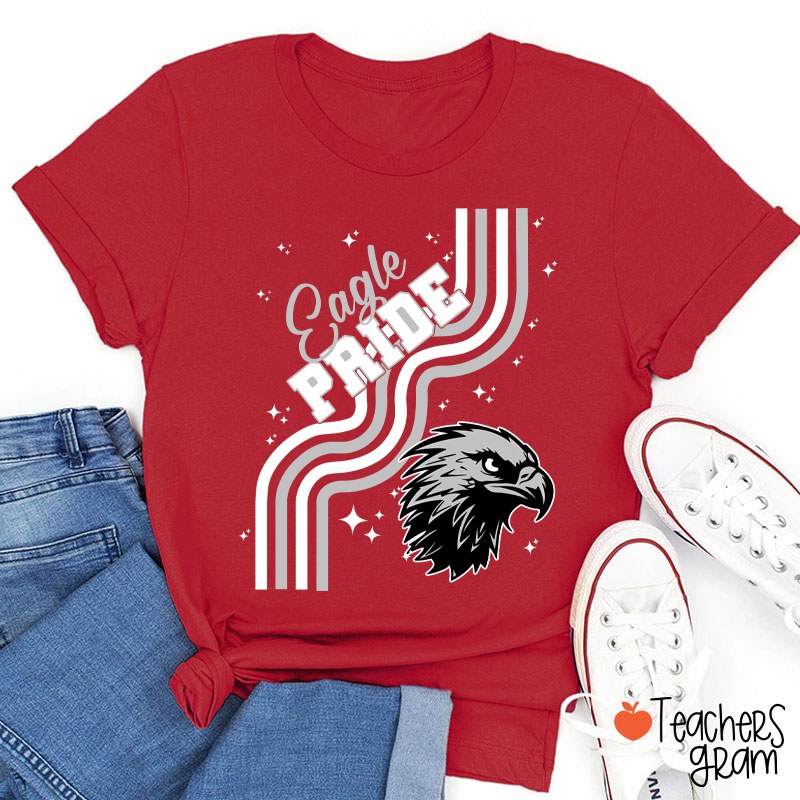 Personalized Mascot Wavy Lines Teacher T-Shirt