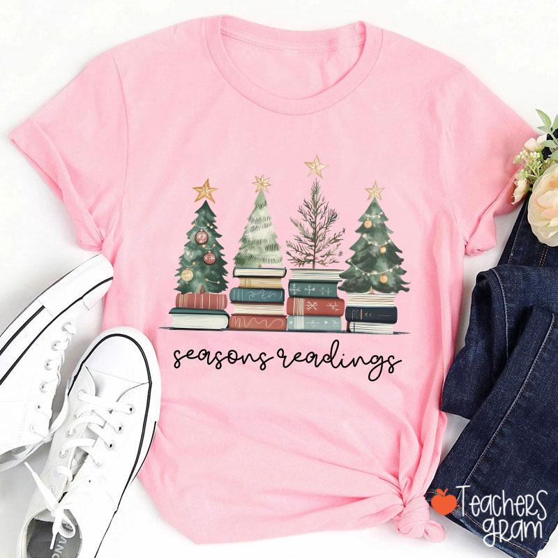 Bookish Christmas Seasons Readings Teacher T-Shirt