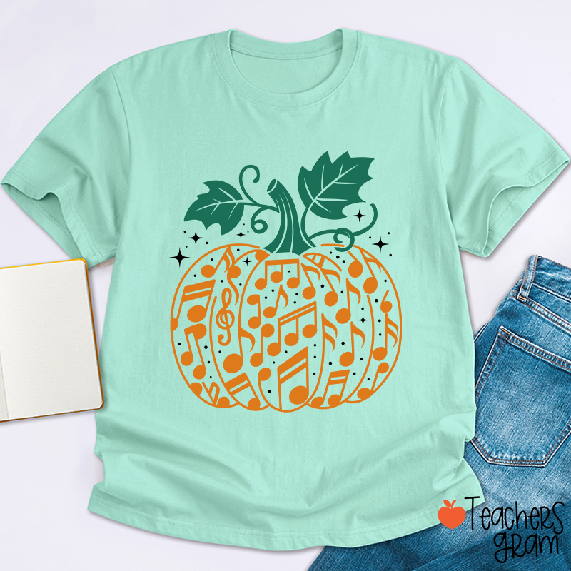 Music Note Pumpkin Teacher T-Shirt