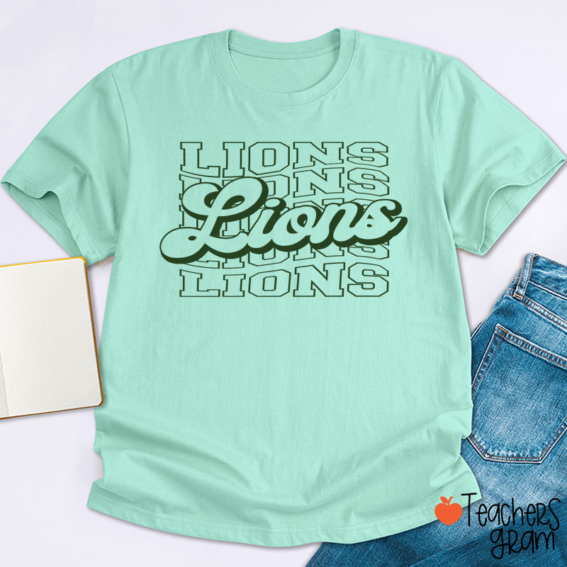 Personalized Mascot Wave School Spirit Teacher T-Shirt