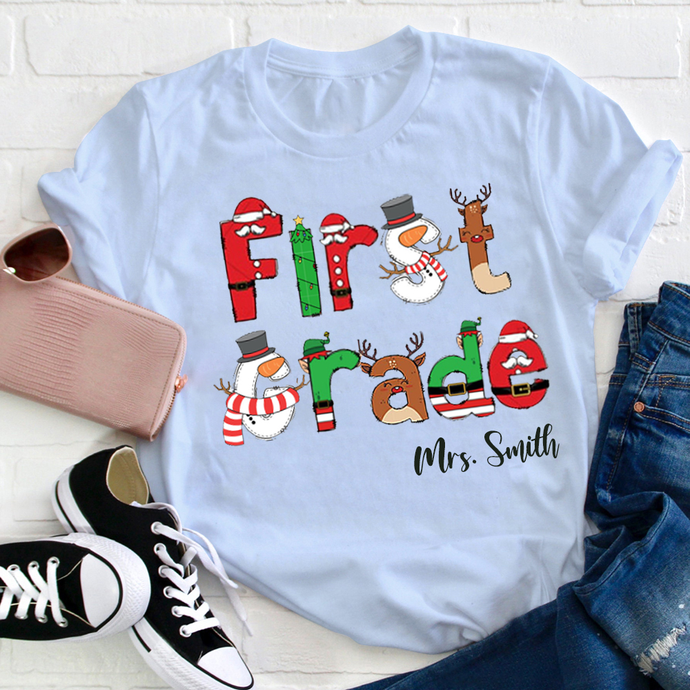 Personalized Merry Teacher Name T-Shirt