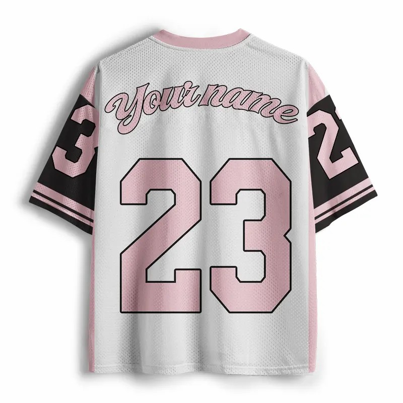 Personalized Name And Number Pink Font Teacher Mesh Jersey