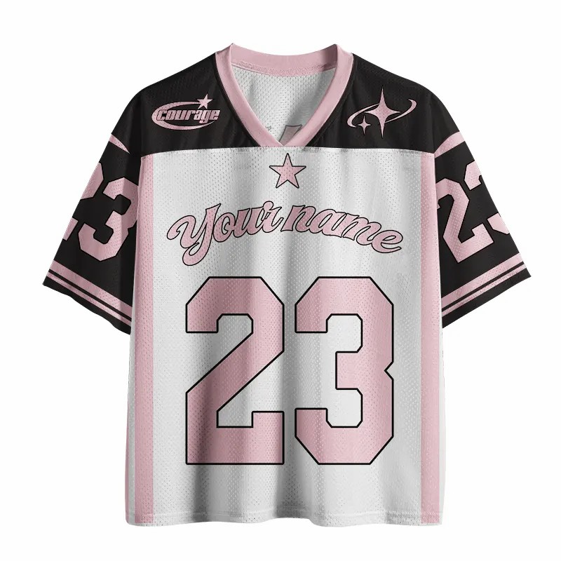 Personalized Name And Number Pink Font Teacher Mesh Jersey