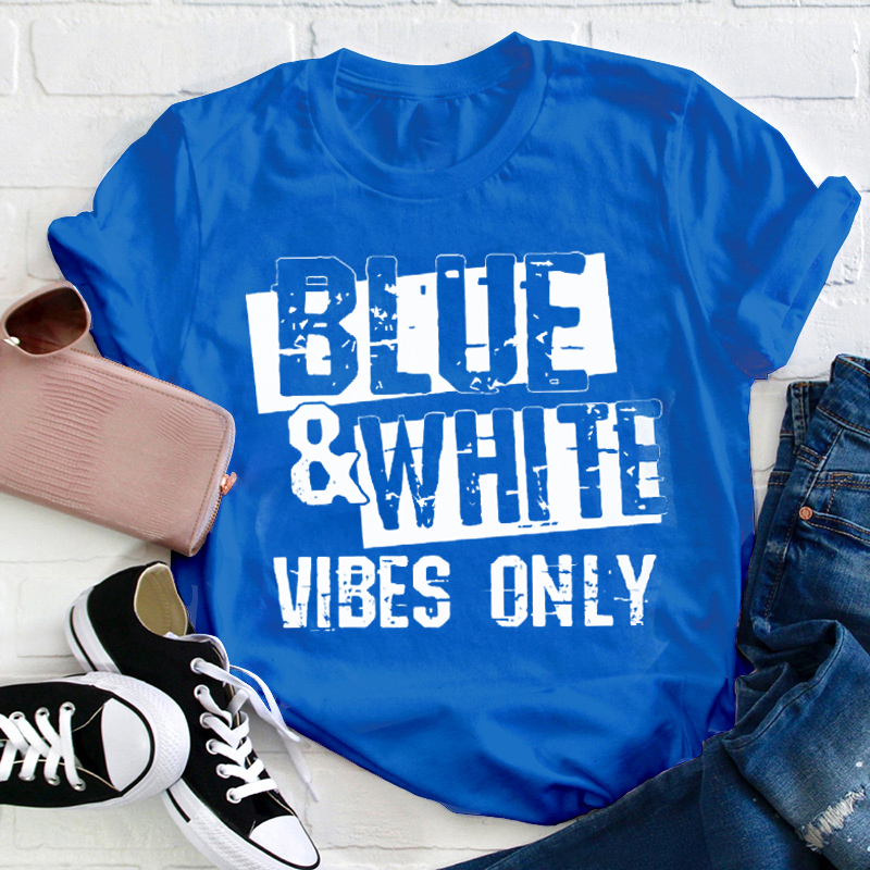 Personalized Two-color Design Vibes Only Teacher T-Shirt