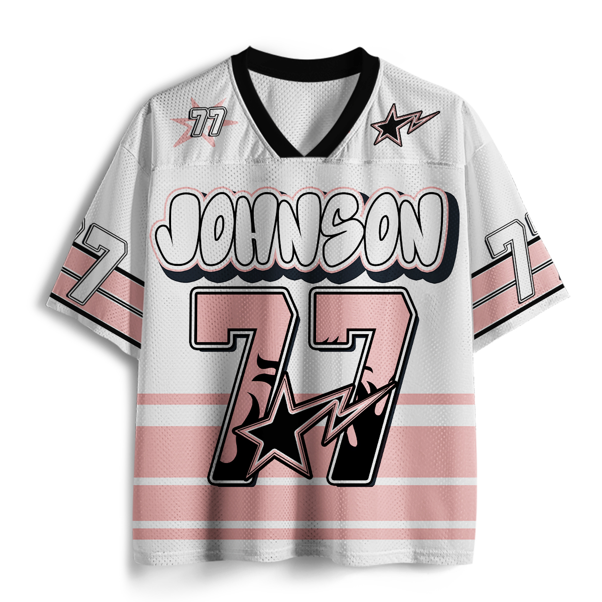 Personalized Name And Number Flame Silhouette Teacher Mesh Jersey