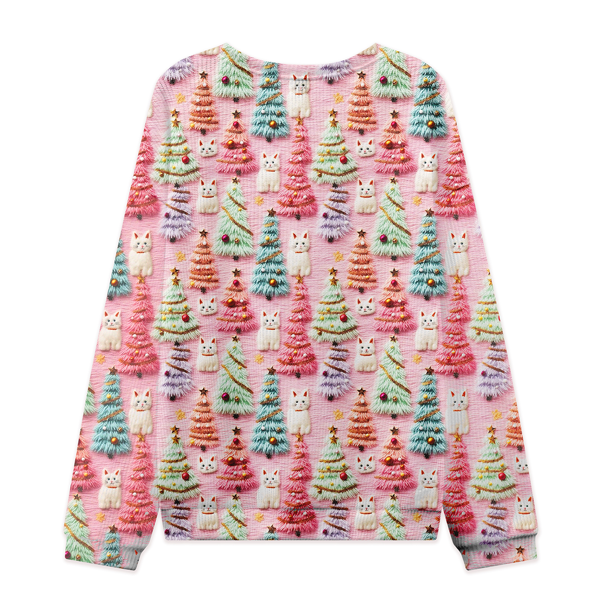 Christmas Cute Cat Teacher Cable Knit Sweatshirt