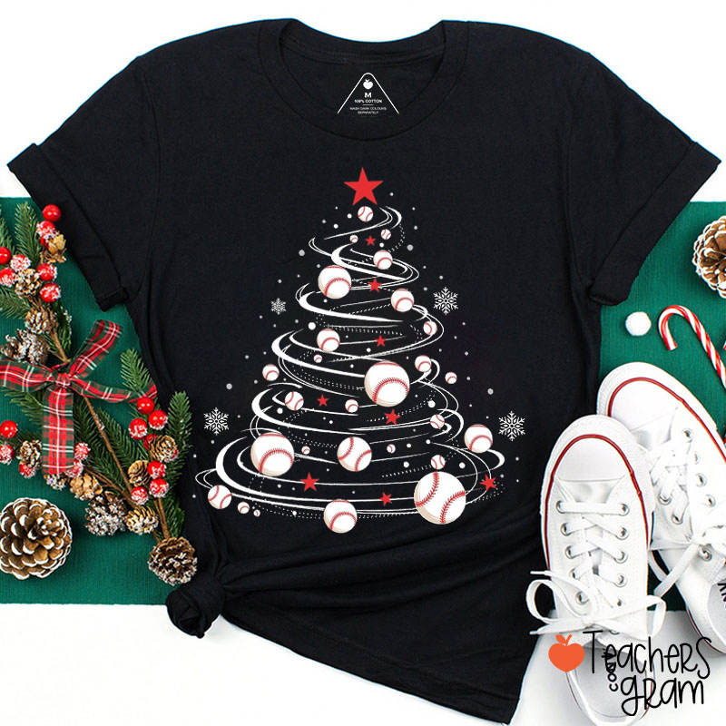 Personalized Ball Christmas Tree Teacher T-Shirt