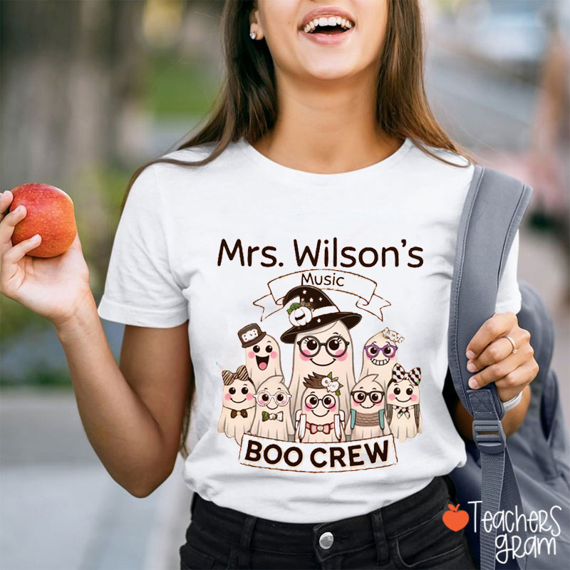 Personalized Name Music Boo Crew Teacher T-Shirt