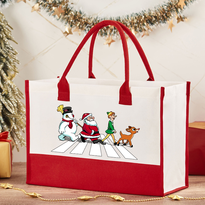 Santa Claus And His Friends Crossing The Road Teacher Cotton Tote Bag