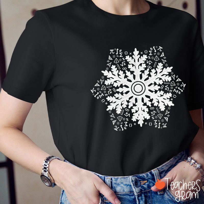 Snowflake Mathematics Geometry Teacher T-Shirt