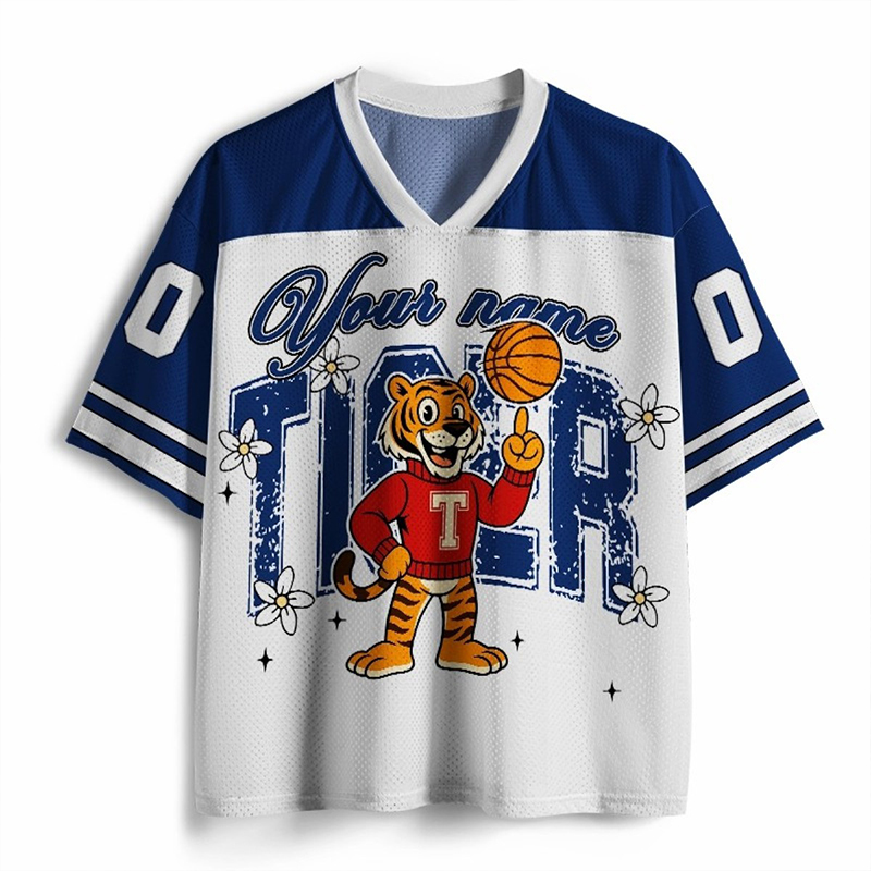 Personalized Name And Number Tiger Play Ball Teacher Mesh Jersey