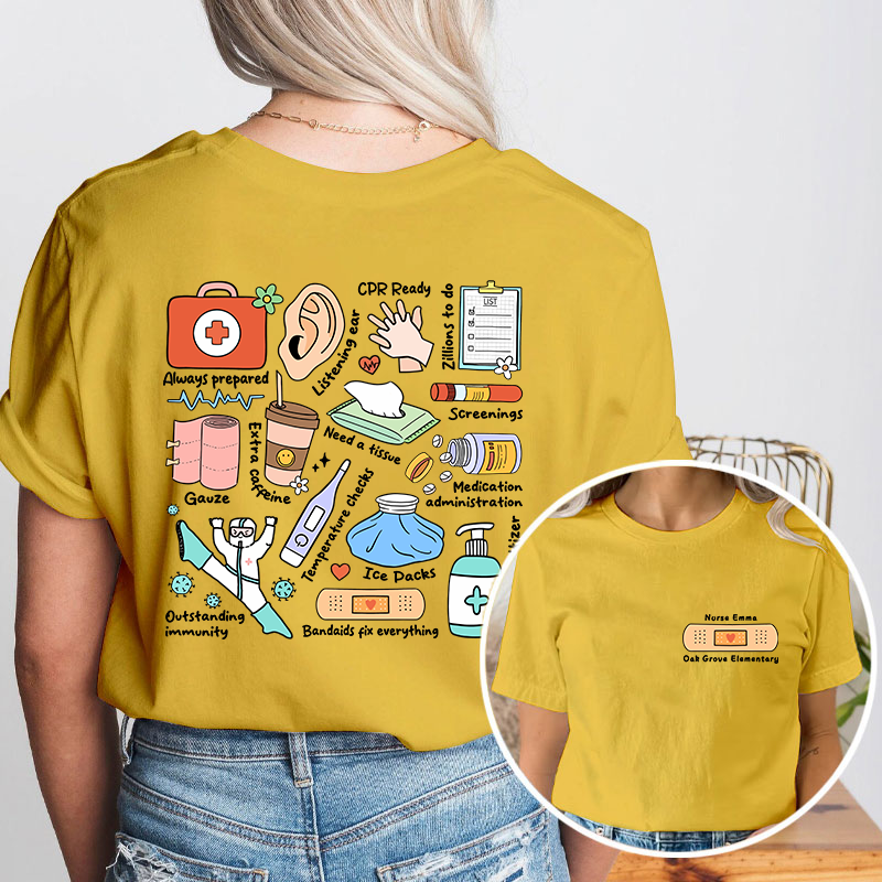 Personalized School Nurse Two Sided T-Shirt