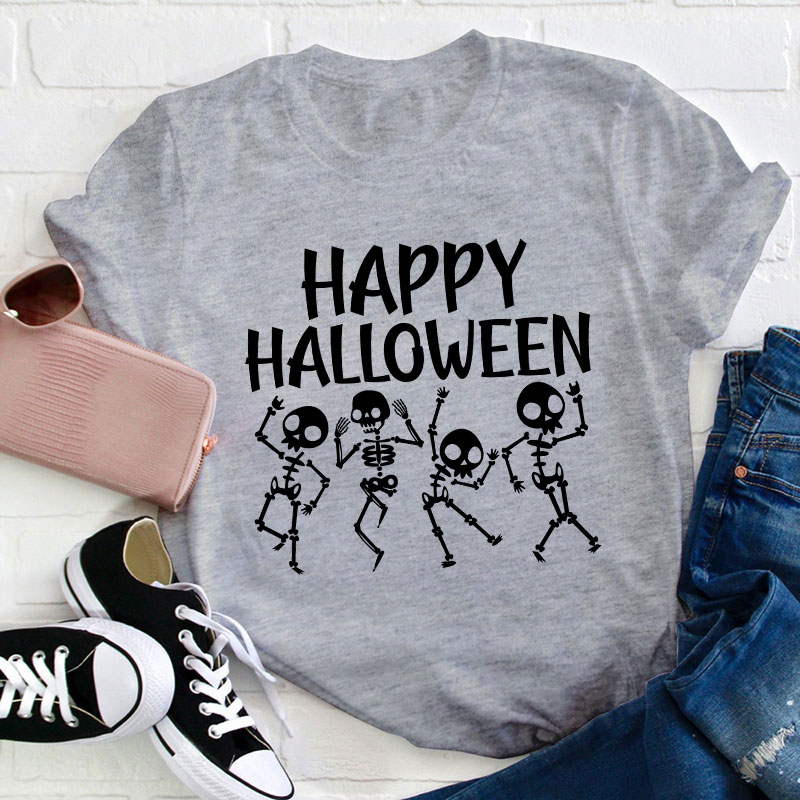 Happy Halloween Dancing Skeleton Teacher T-Shirt