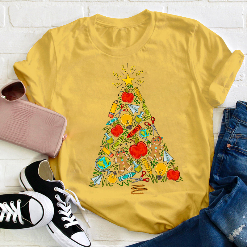 School Christmas Trees Teacher T-Shirt