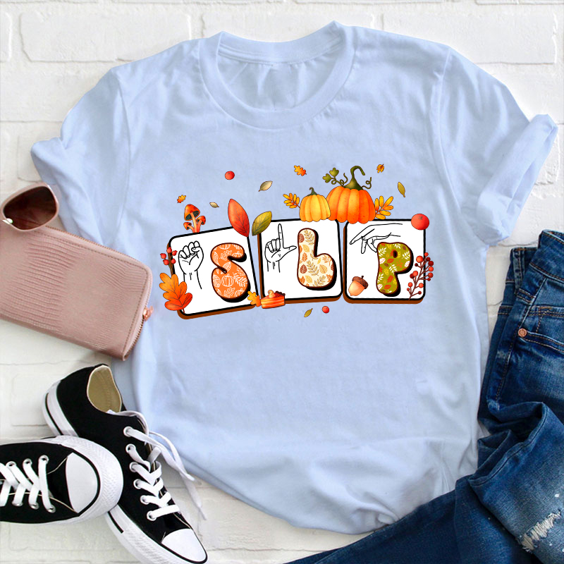 Fall Pumkin Slp Teacher T-Shirt