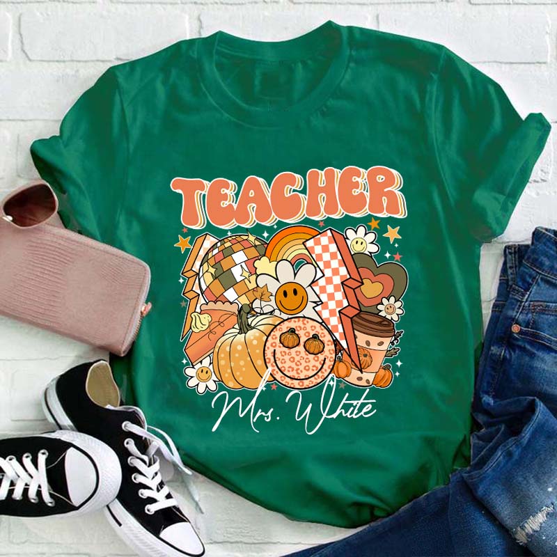 Personalized Name Fall Teacher Life Teacher T-Shirt