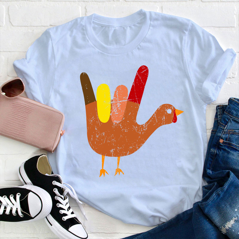 Love Peace And Turkey Teacher T-Shirt
