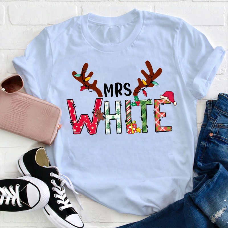 Personalized Santa's Favorite Christmas Teacher T-Shirt