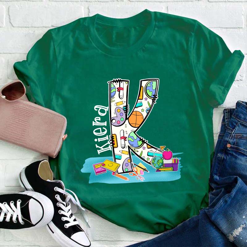 Personalized Large Collection Of Stationery Supplies Teacher T-Shirt