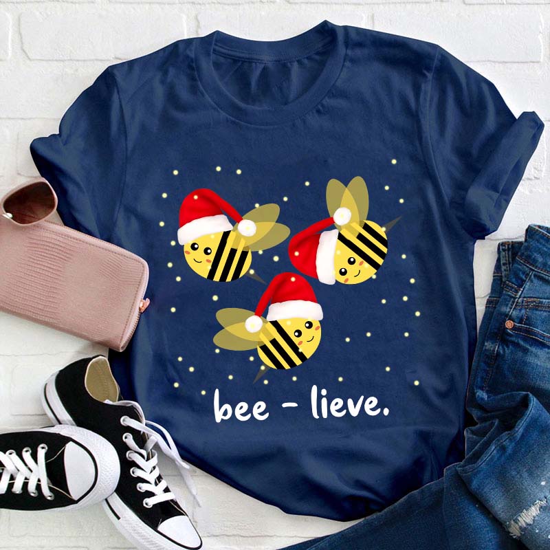 Beelieve Christmas Teacher T-Shirt