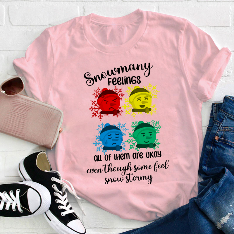 Snowmany Feelings All Of Them Are Okay Teacher T-Shirt