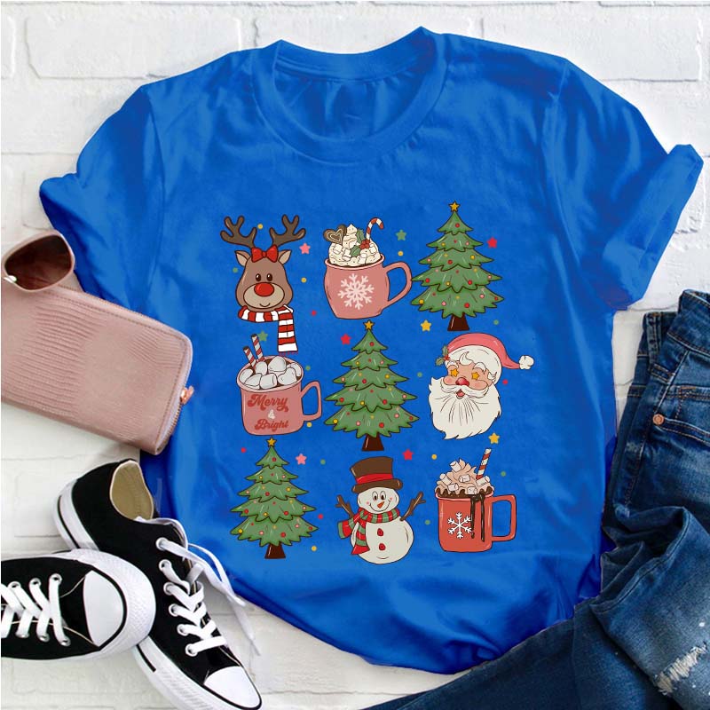 Cute Christmas Elements Teacher T-Shirt