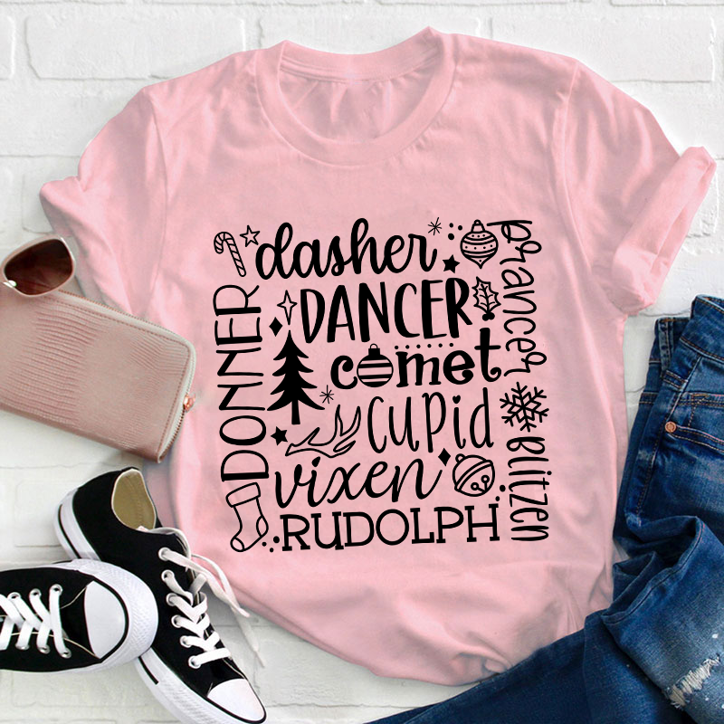 Dancer Cupid Rudolph Teacher T-Shirt