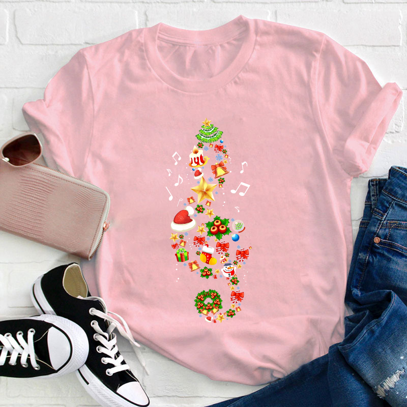 Christmas Tree With Music Notes Teacher T-Shirt