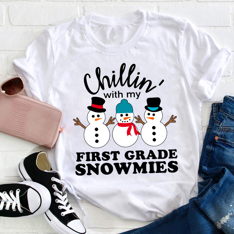 Personalized Grade Chillin' With My Snowmies Teacher T-Shirt