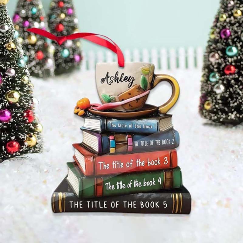 Personalized Love Books Teacher Christmas Ornament
