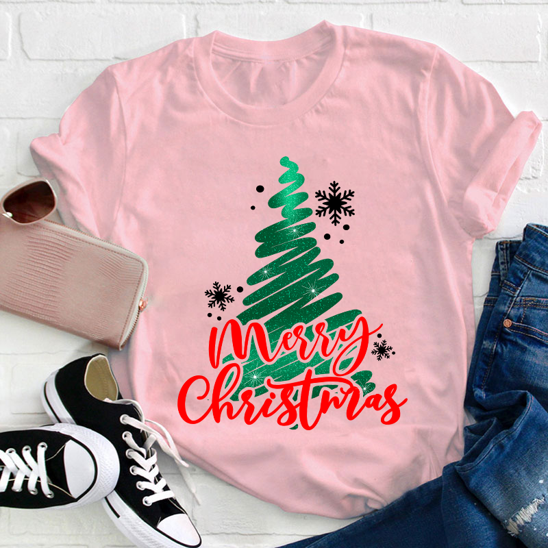 Sparkling Christmas Tree Teacher T-Shirt