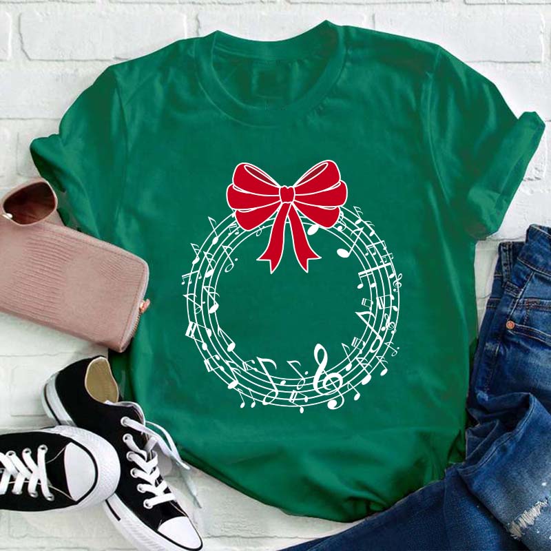 Music Wreath Christmas Teacher T-Shirt
