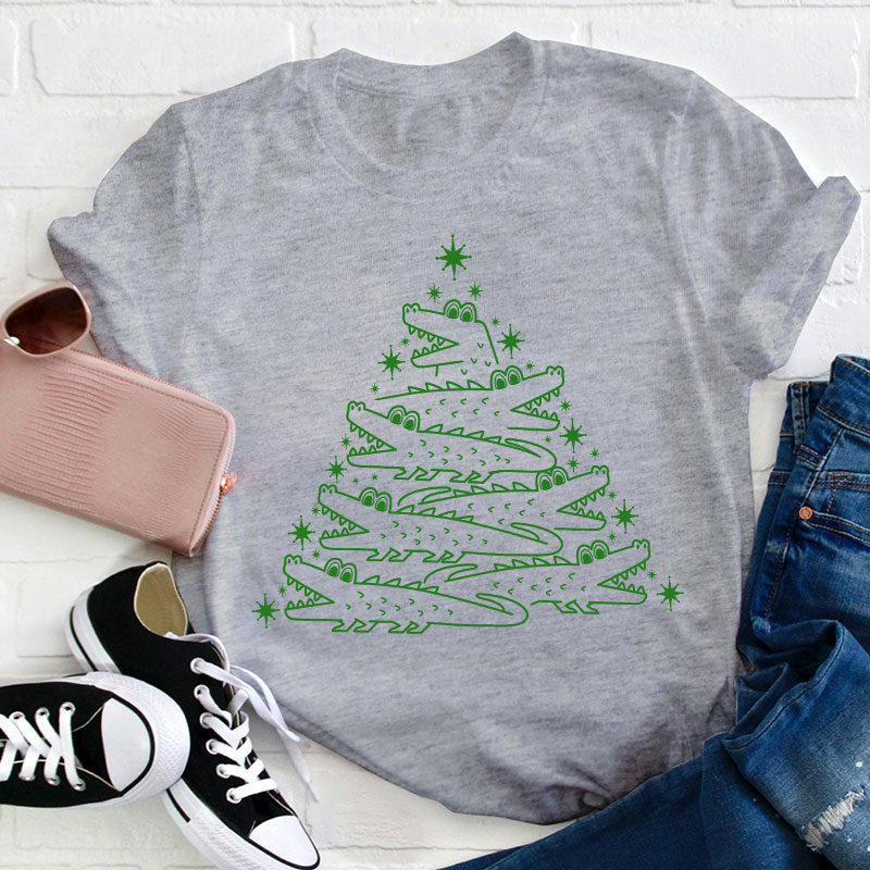 Dinosaur Christmas Tree Teacher T-Shirt