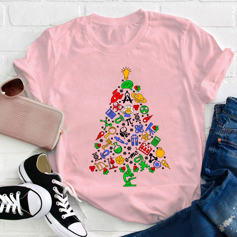 Physics And Chemistry Christmas Tree Teacher T-Shirt