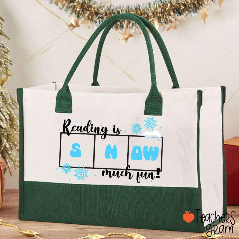 Reading Is Snow Much Fun Teacher Cotton Tote Bag